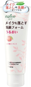 японская косметика Kracie Naive Пенка для умывания и удаления макияжа с экстрактом листьев персикового дерева