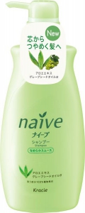 японская косметика Kracie Naive Шампунь для нормальных волос восстанавливающий c экстрактом алоэ и масла виноградных косточек