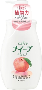 японская косметика Kracie Naive Мыло жидкое для тела с экстрактом листьев персикового дерева