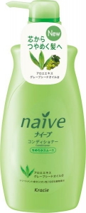 японская косметика Kracie Naive Бальзам-опаласкиватель для нормальных волос восстанавливающий c экстрактом алоэ и масла виноградных косточек